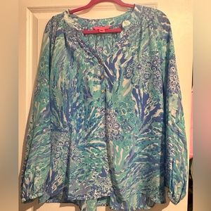 Lilly Pulitzer Elsa Silk Blouse Sz XL